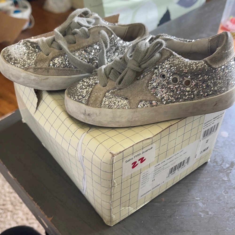 Glitter toddler golden goose sneakers